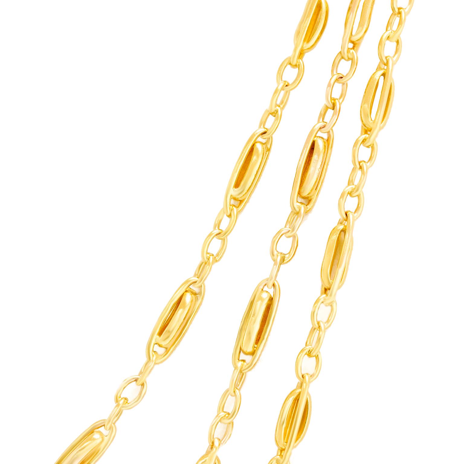 Collar de cadena francesa de 60 pulgadas 18k c1880s en venta 5