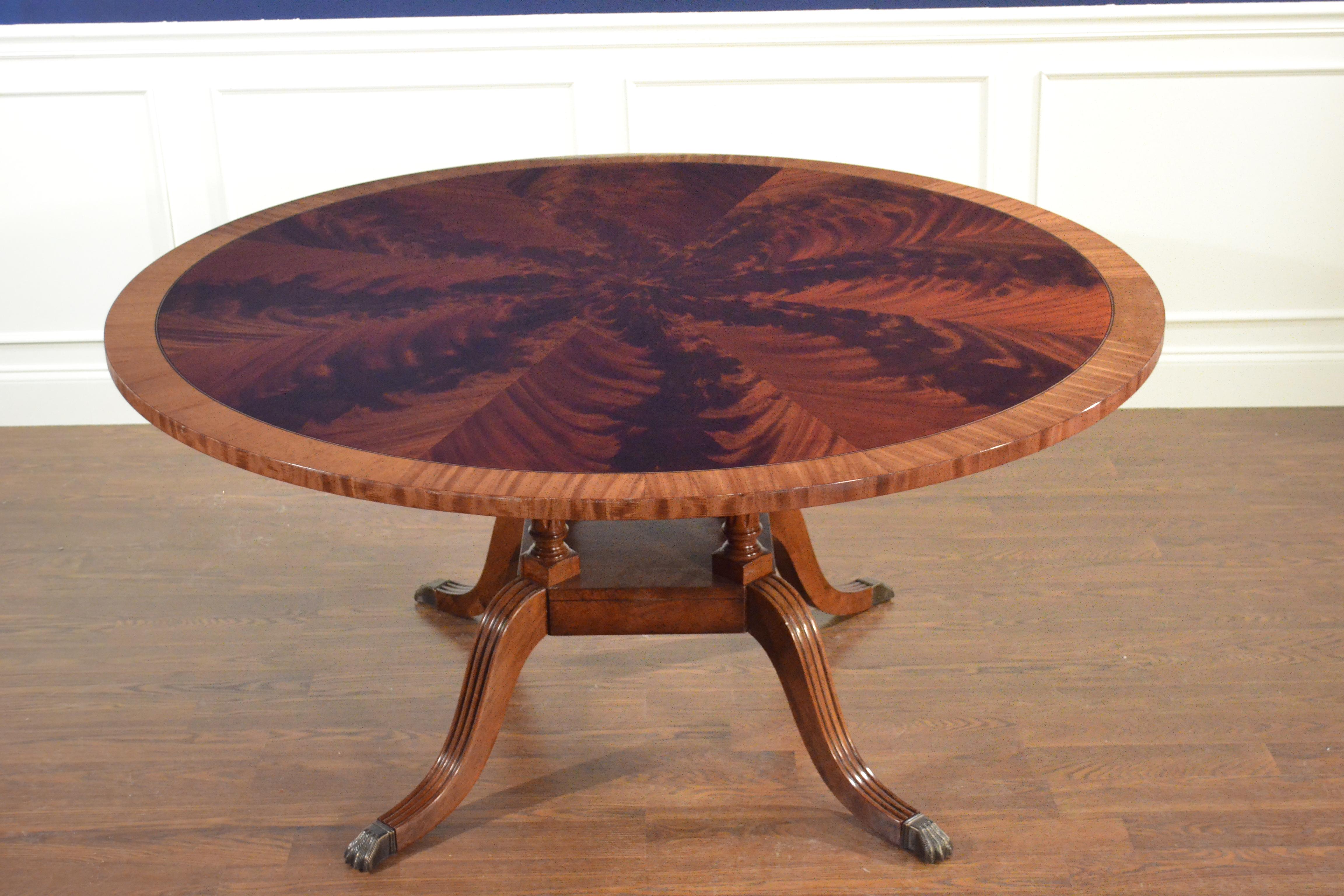 American Round Mahogany Georgian Style Pedestal Dining Table by Leighton Hall For Sale