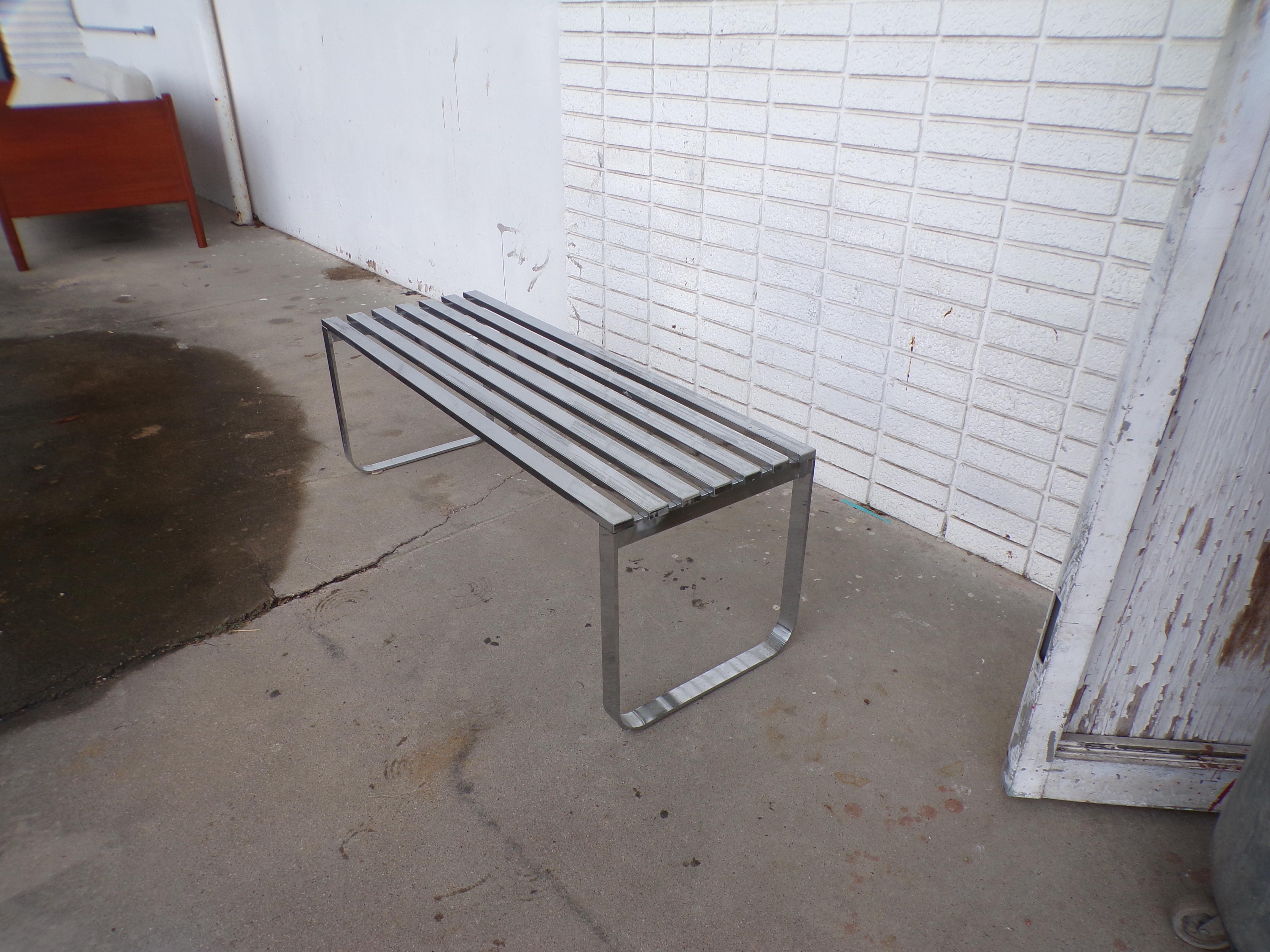Design Institute of America Chrome Slat Bench

Designed in the 1970s, this slatted chrome bench is simple and classic.

