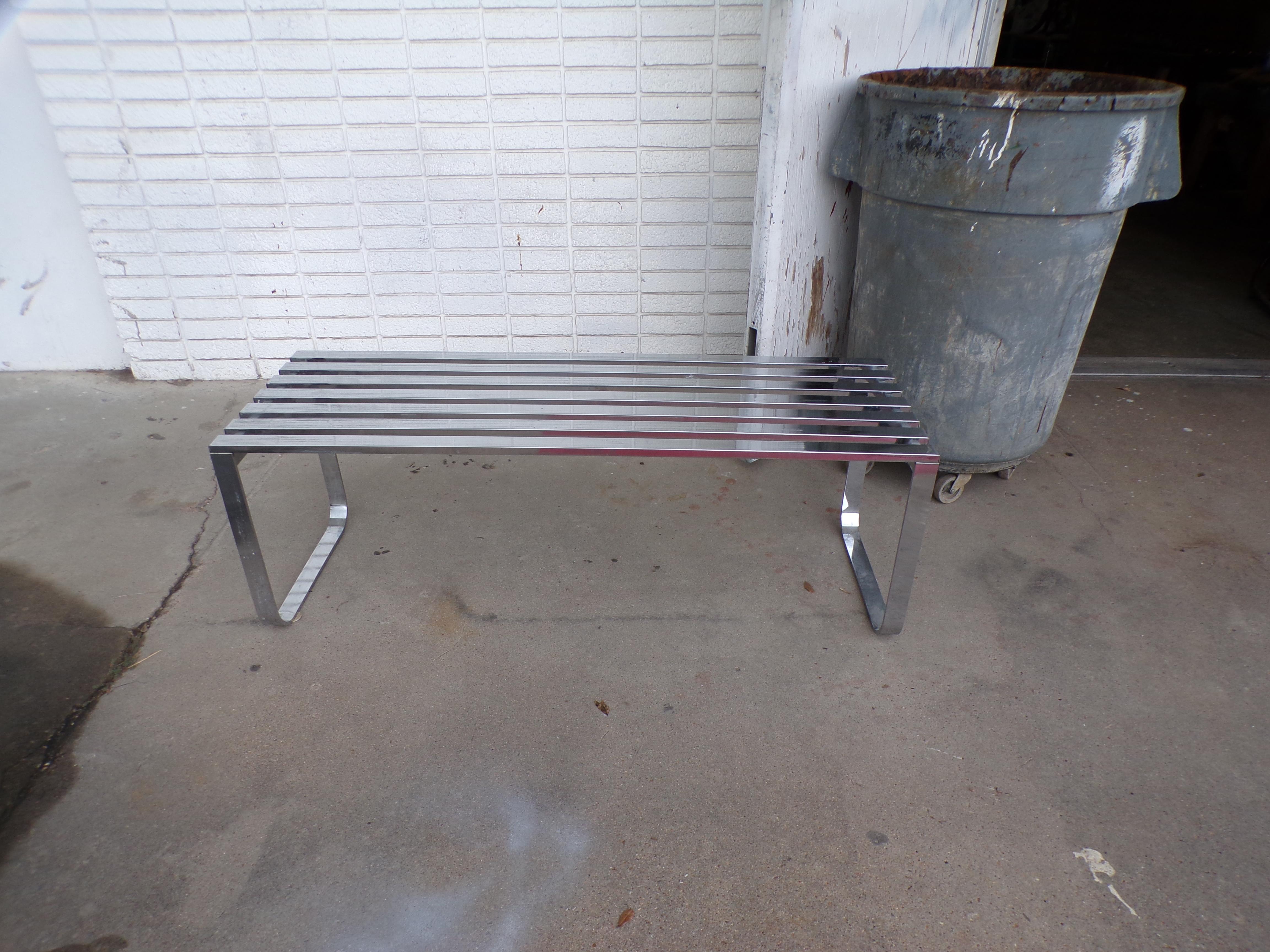 North American DIA Slat Chrome Bench For Sale