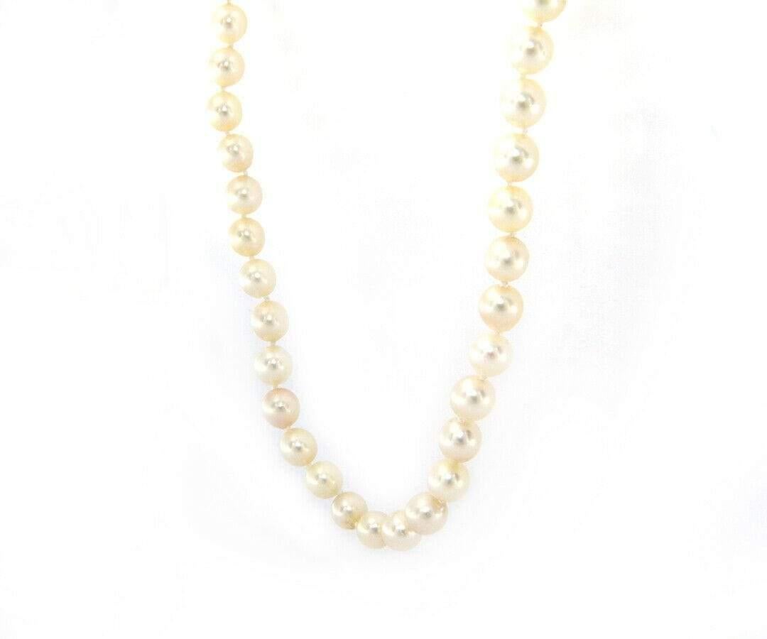 Cultured Akoya Pearl Strand Necklace in 14K Yellow Gold In Excellent Condition For Sale In Vienna, VA