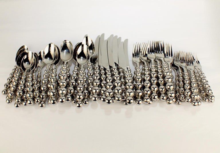 60 Pc Space Age Galaxy Pattern Stainless Steel Flatware Set by