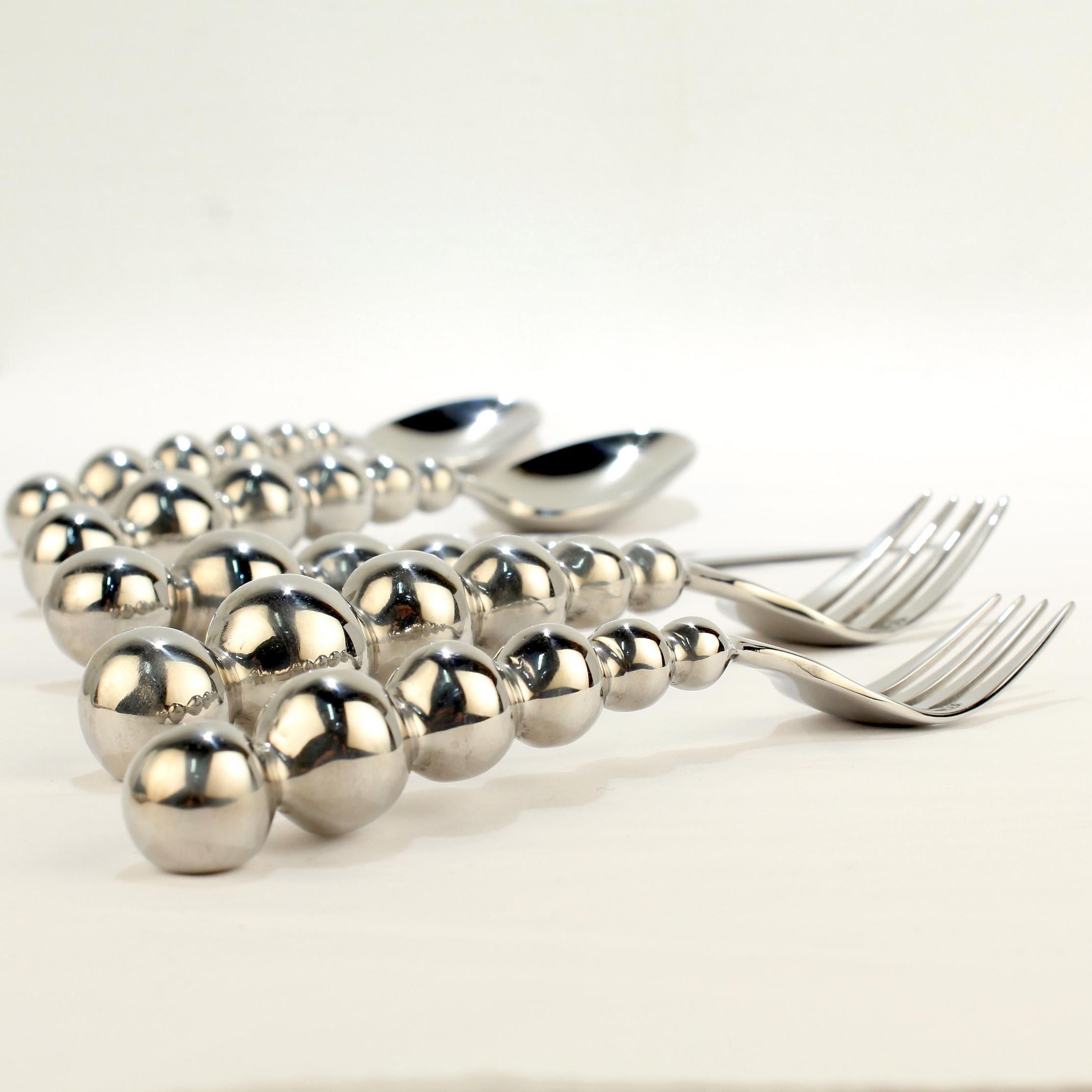 Korean 60 Pc Space Age Galaxy Pattern Stainless Steel Flatware Set by Cambridge for 12