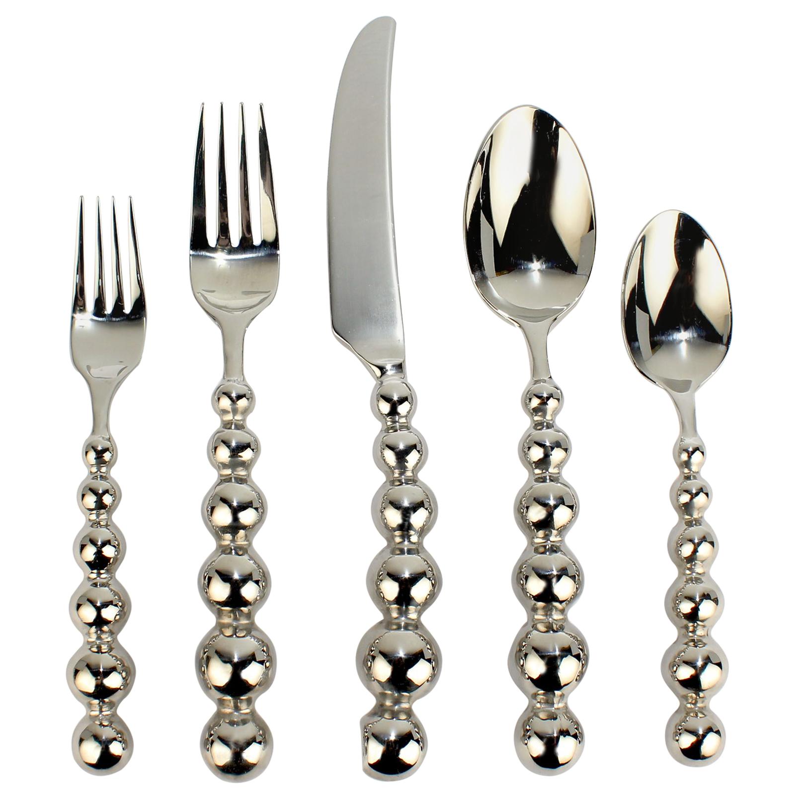 60 Pc Space Age Galaxy Pattern Stainless Steel Flatware Set by Cambridge for 12
