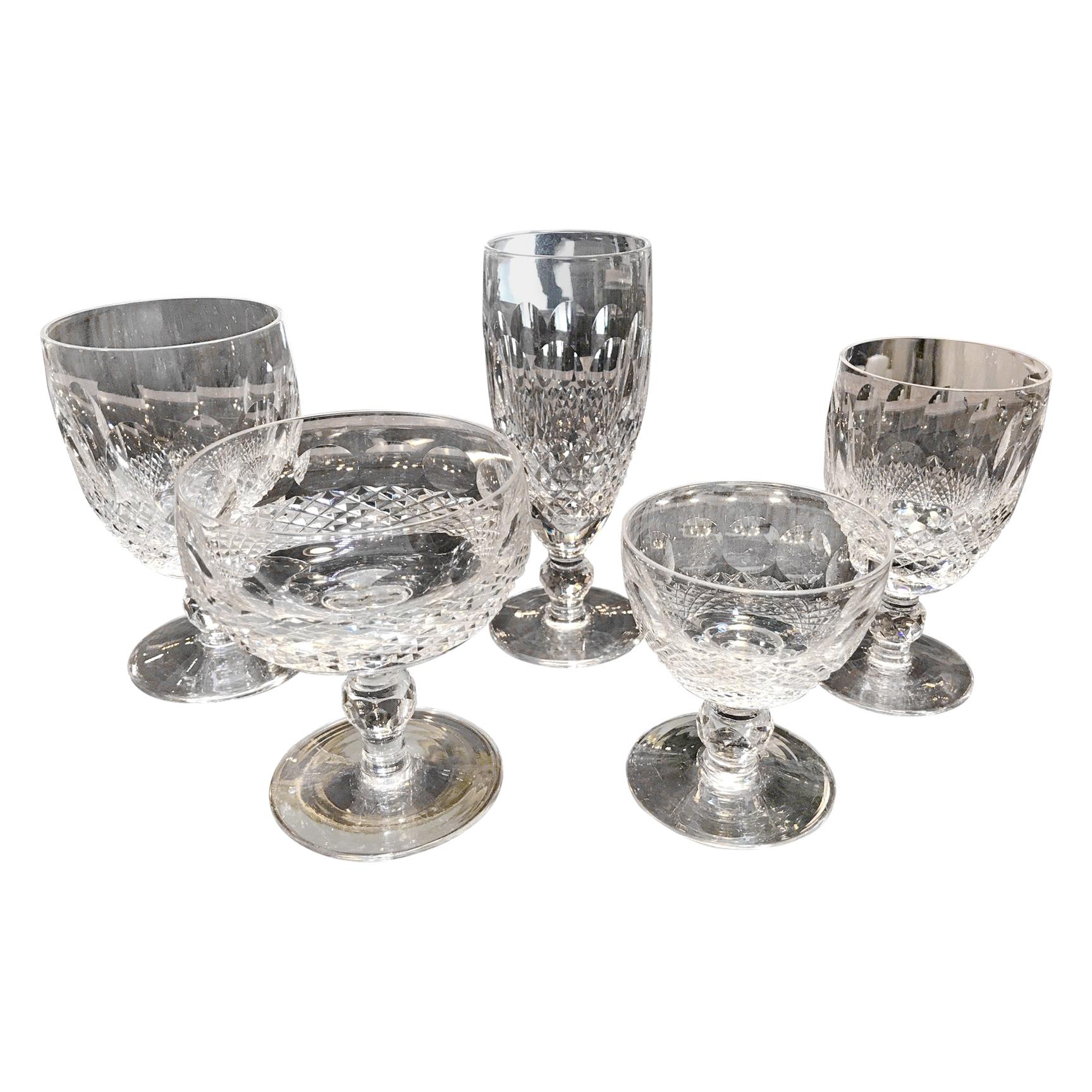 60 Piece Set of Handcut Irish Crystal Stemware by Waterford Colleen 60