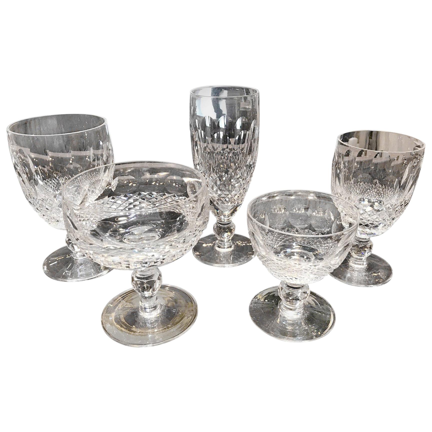 60 Piece Set of Handcut Irish Crystal Stemware by Waterford Colleen