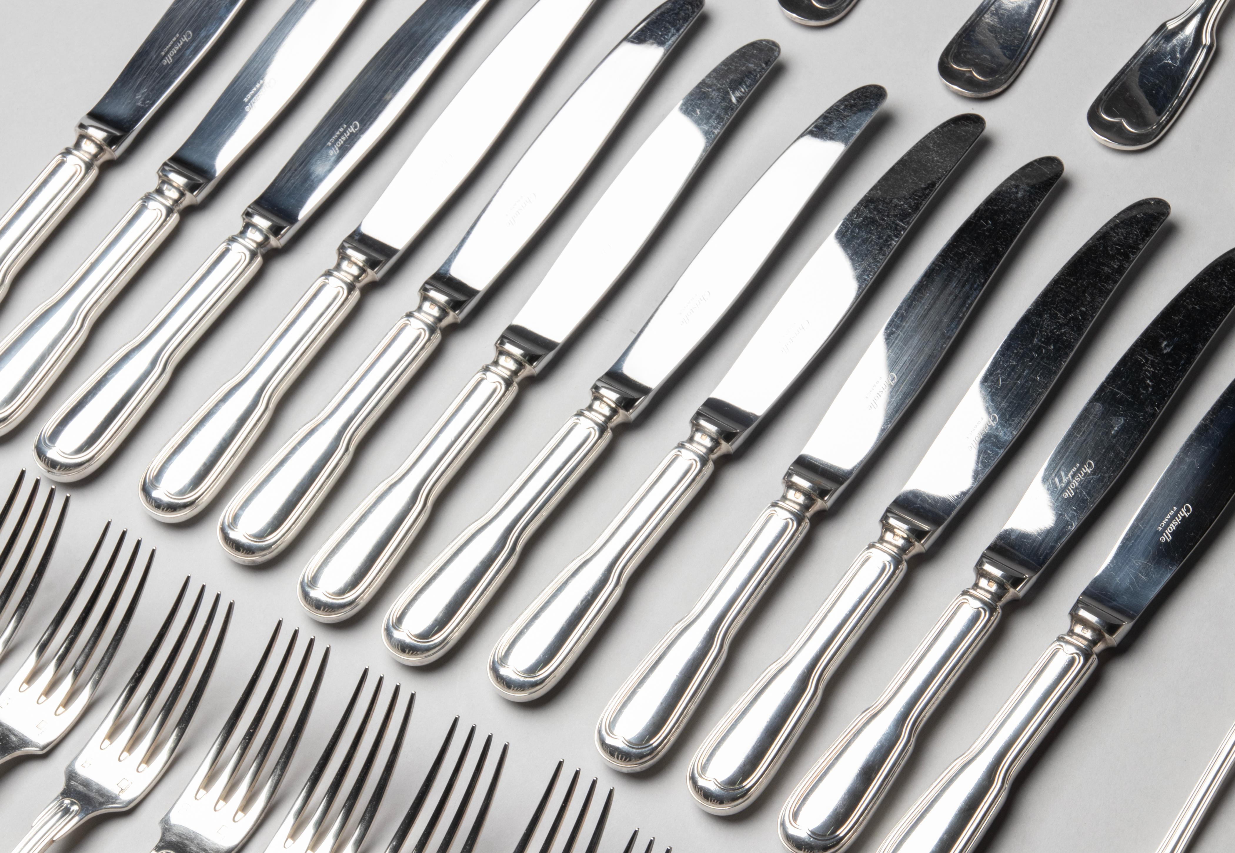 60-Piece set of Silver Plated Flatware for 12 made by Christofle - Chinon 9
