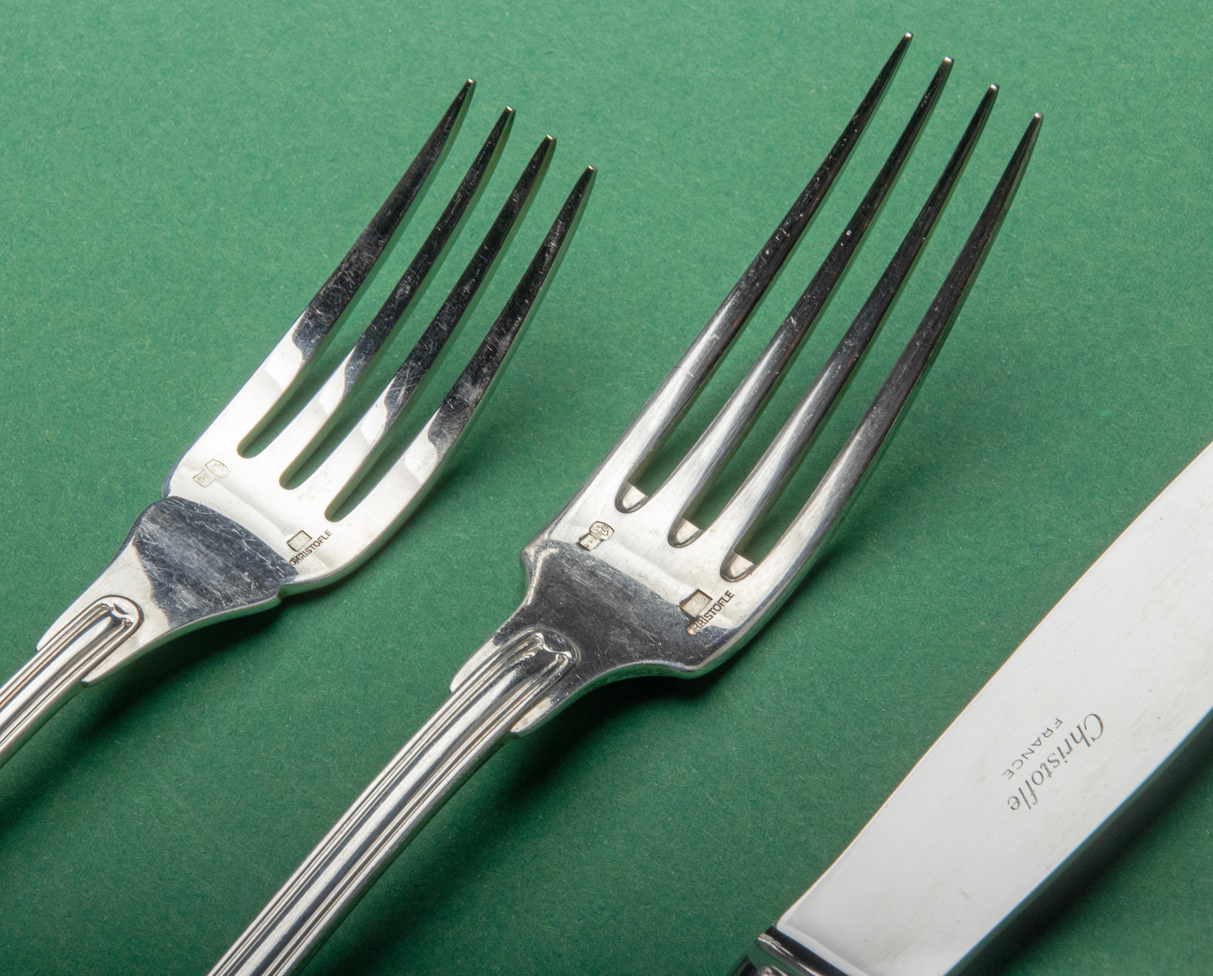 Hand-Crafted 60-Piece set of Silver Plated Flatware for 12 made by Christofle - Chinon