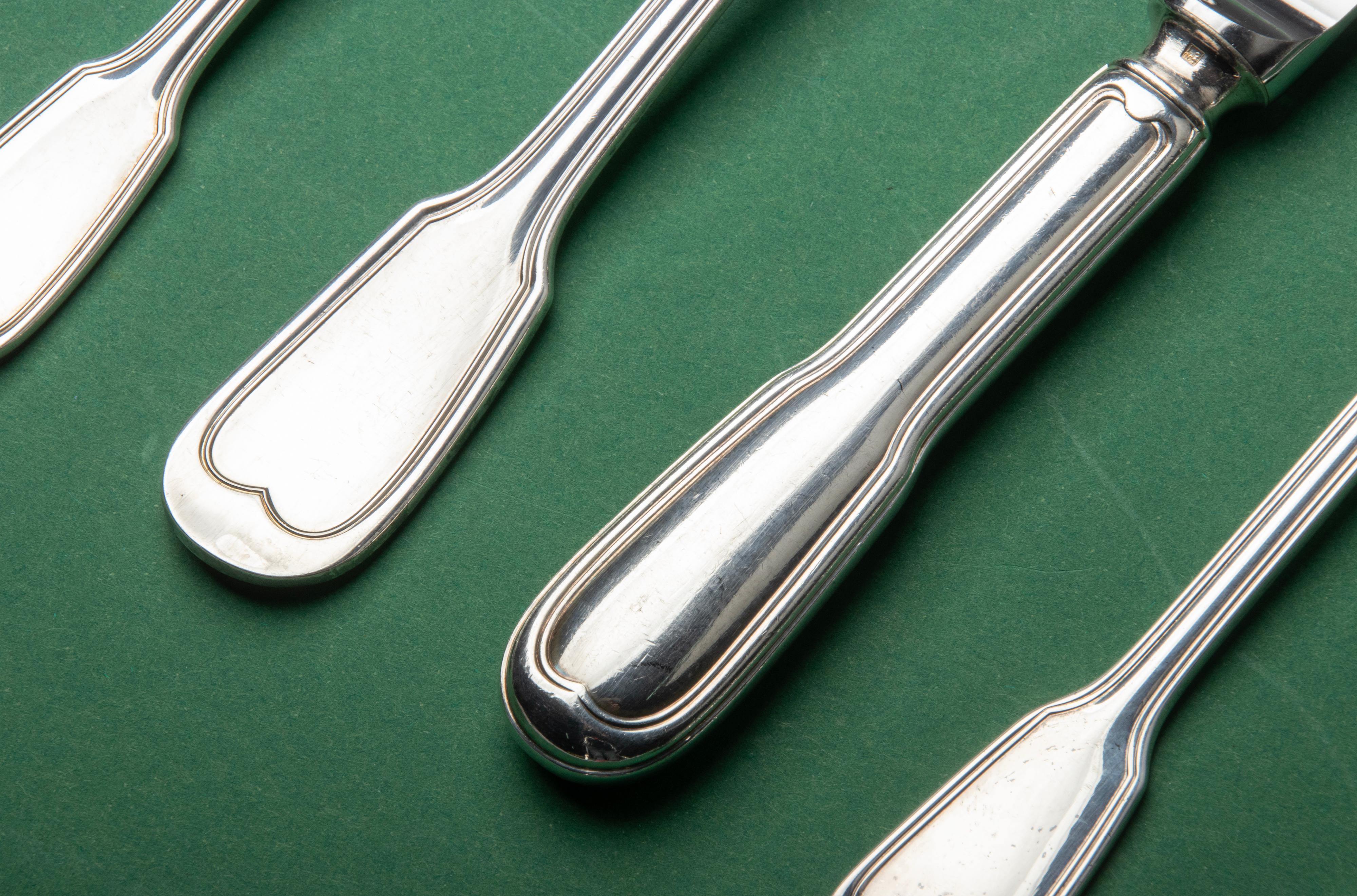 Late 20th Century 60-Piece set of Silver Plated Flatware for 12 made by Christofle - Chinon