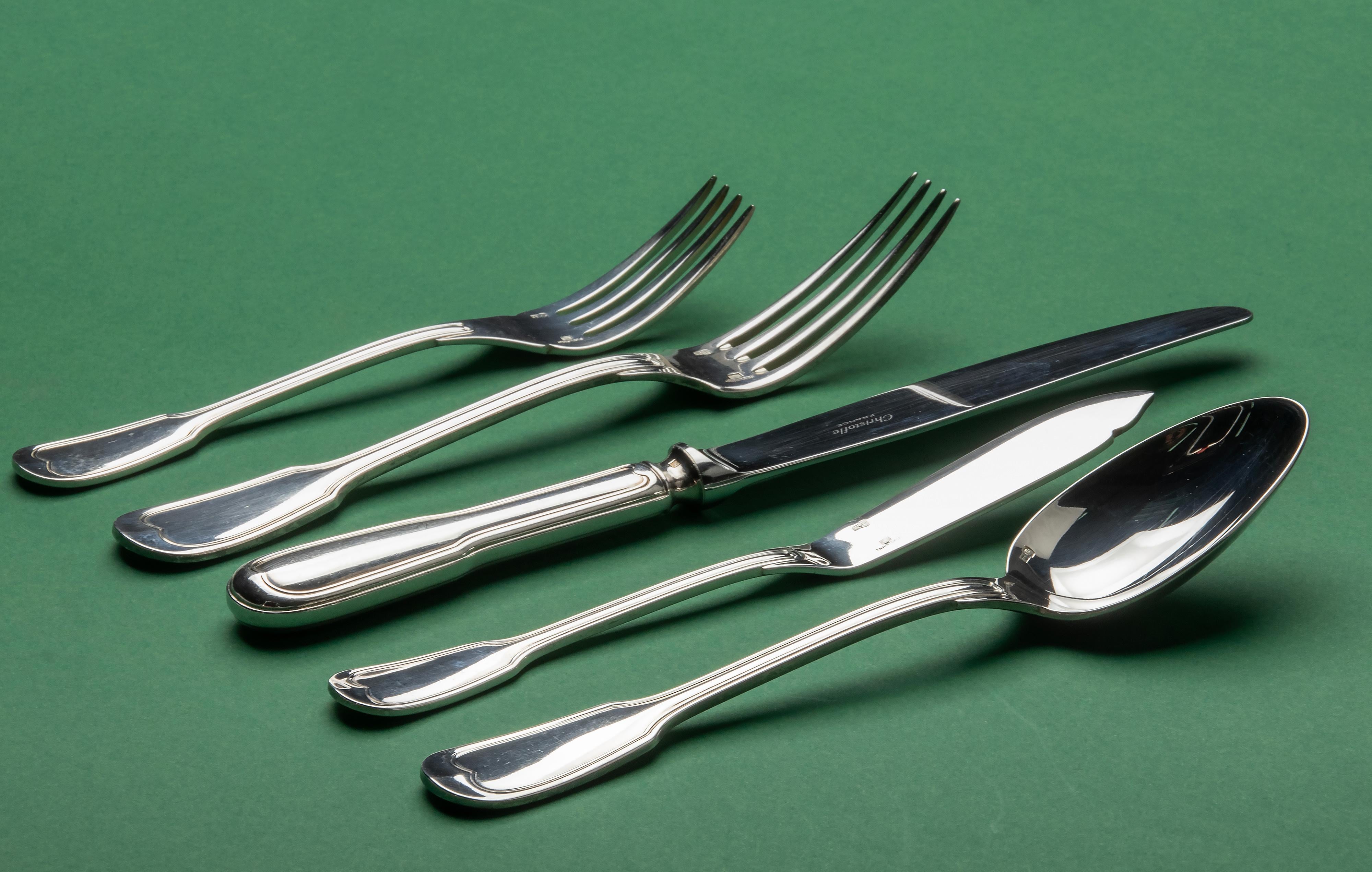 60-Piece set of Silver Plated Flatware for 12 made by Christofle - Chinon 2