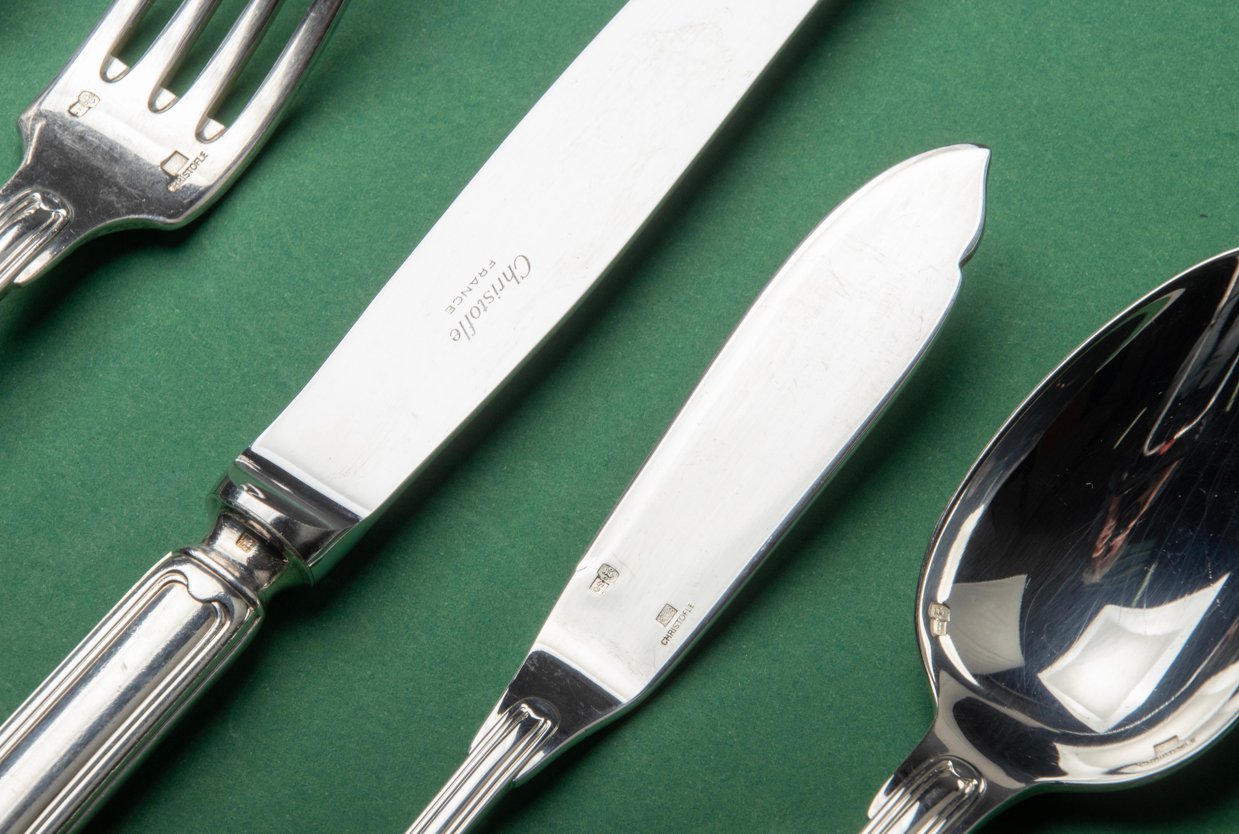 60-Piece set of Silver Plated Flatware for 12 made by Christofle - Chinon 3