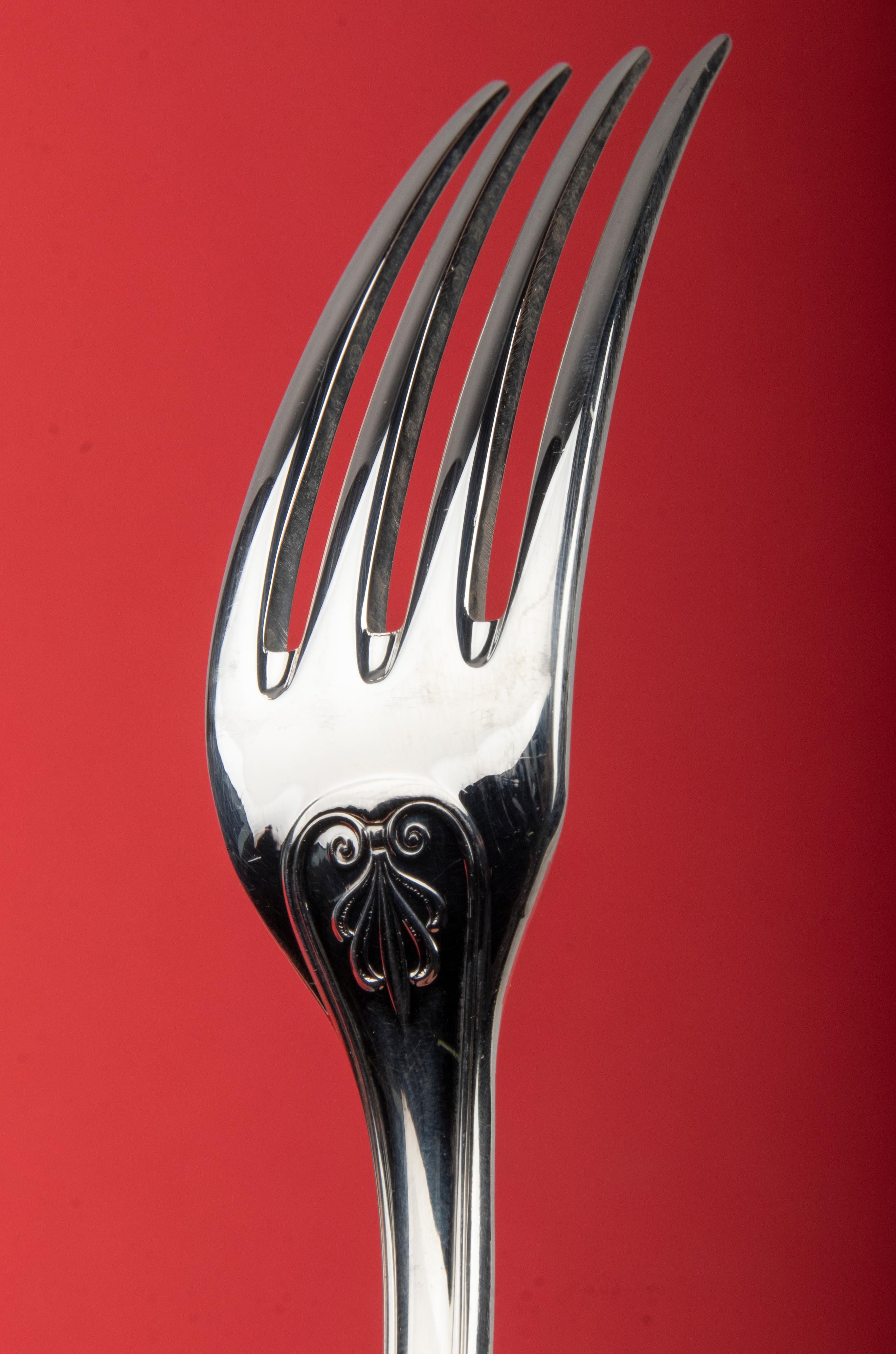 60-Piece Set of Silver-Plated Flatware for 12 Made by Christofle, Malmaison 6