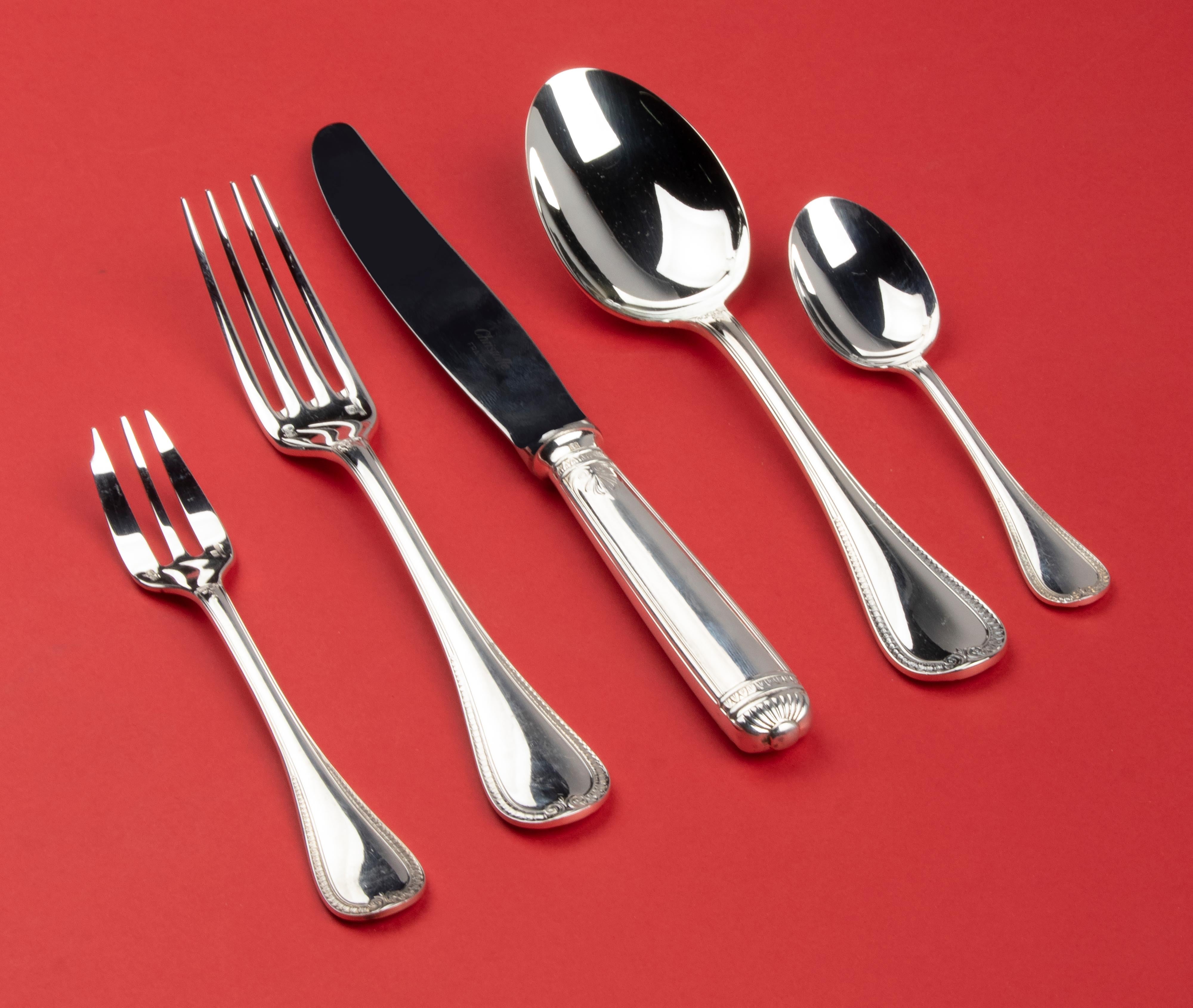 60-Piece Set of Silver-Plated Flatware for 12 Made by Christofle, Malmaison 8