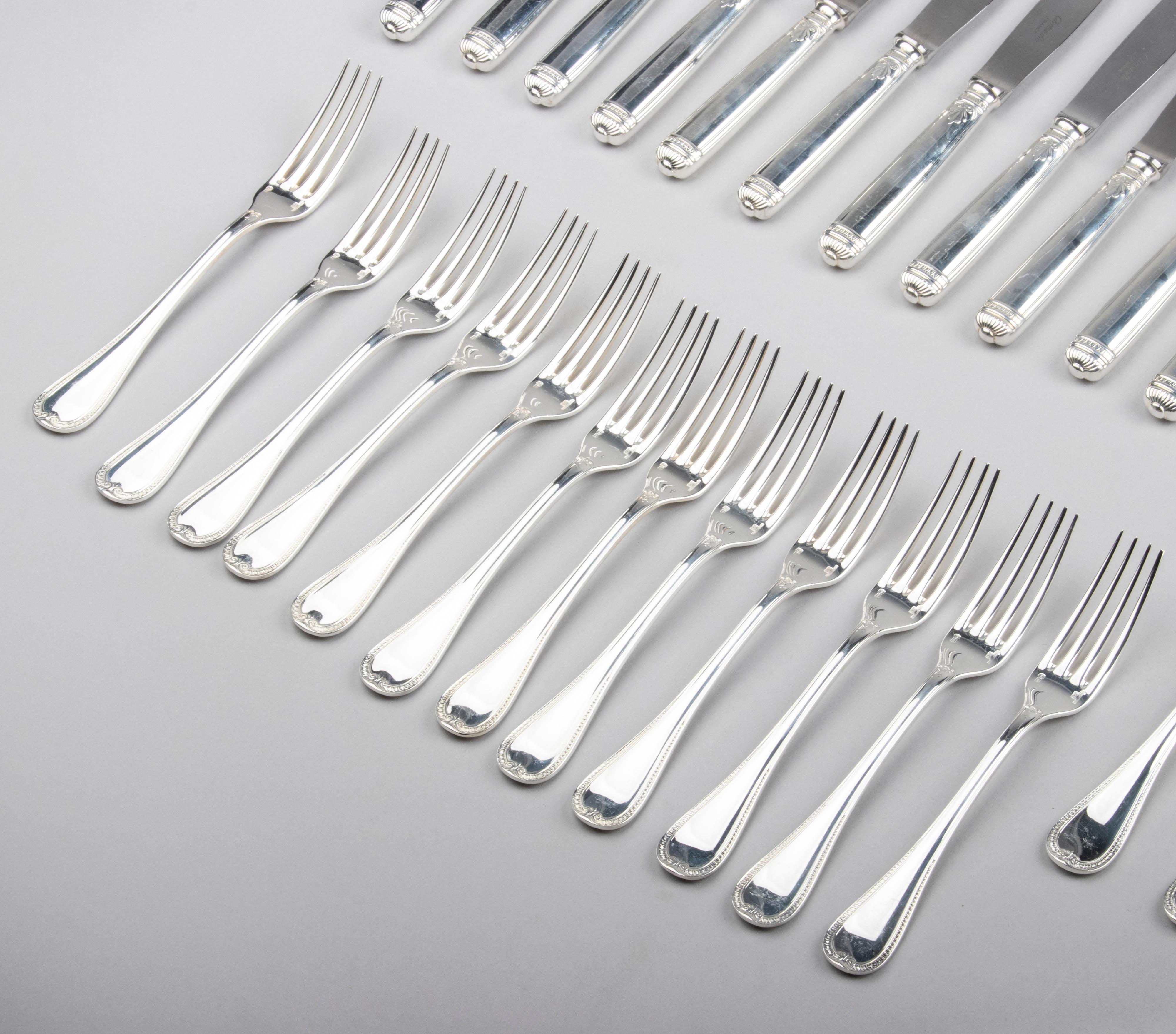 60-Piece Set of Silver-Plated Flatware for 12 Made by Christofle, Malmaison 11