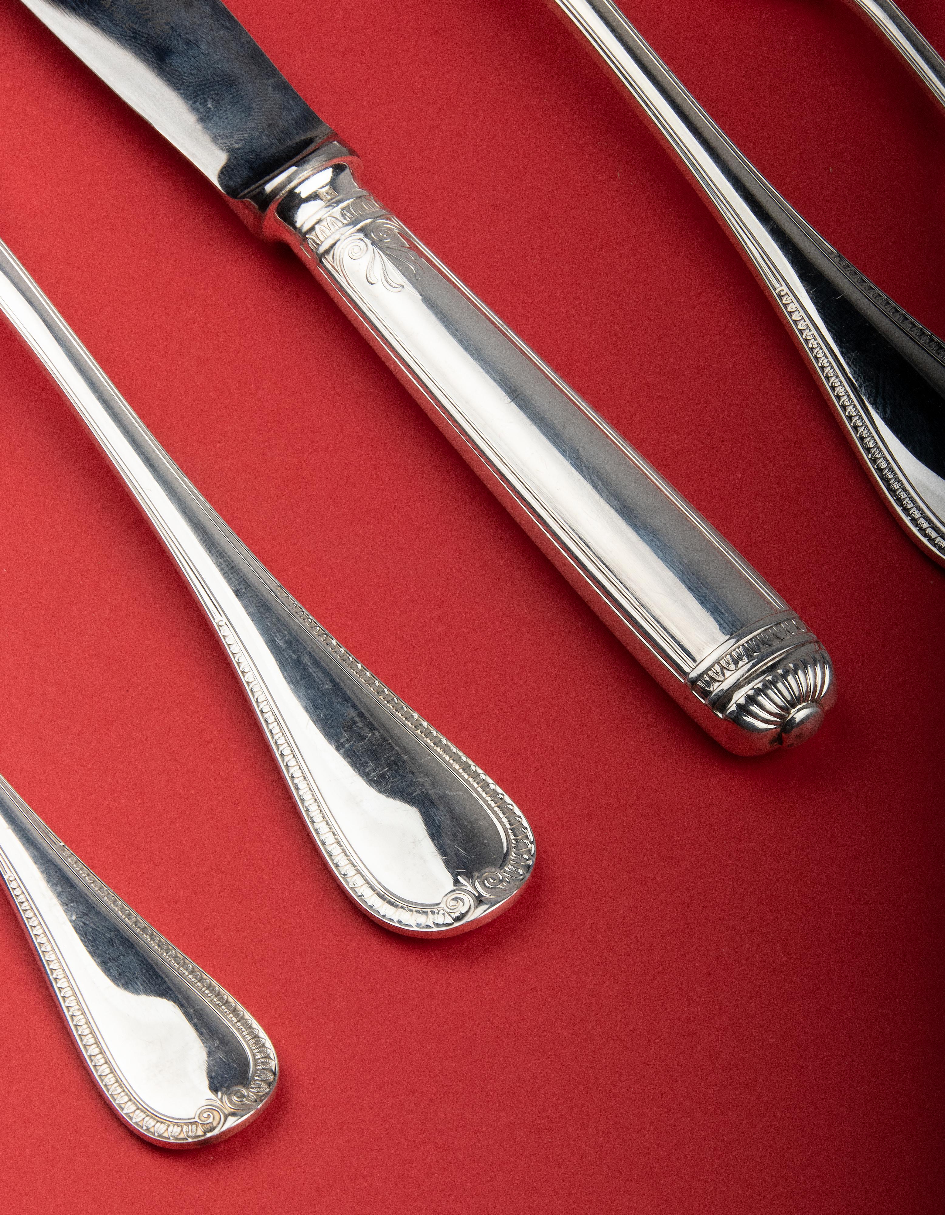 60-Piece Set of Silver-Plated Flatware for 12 Made by Christofle, Malmaison 12