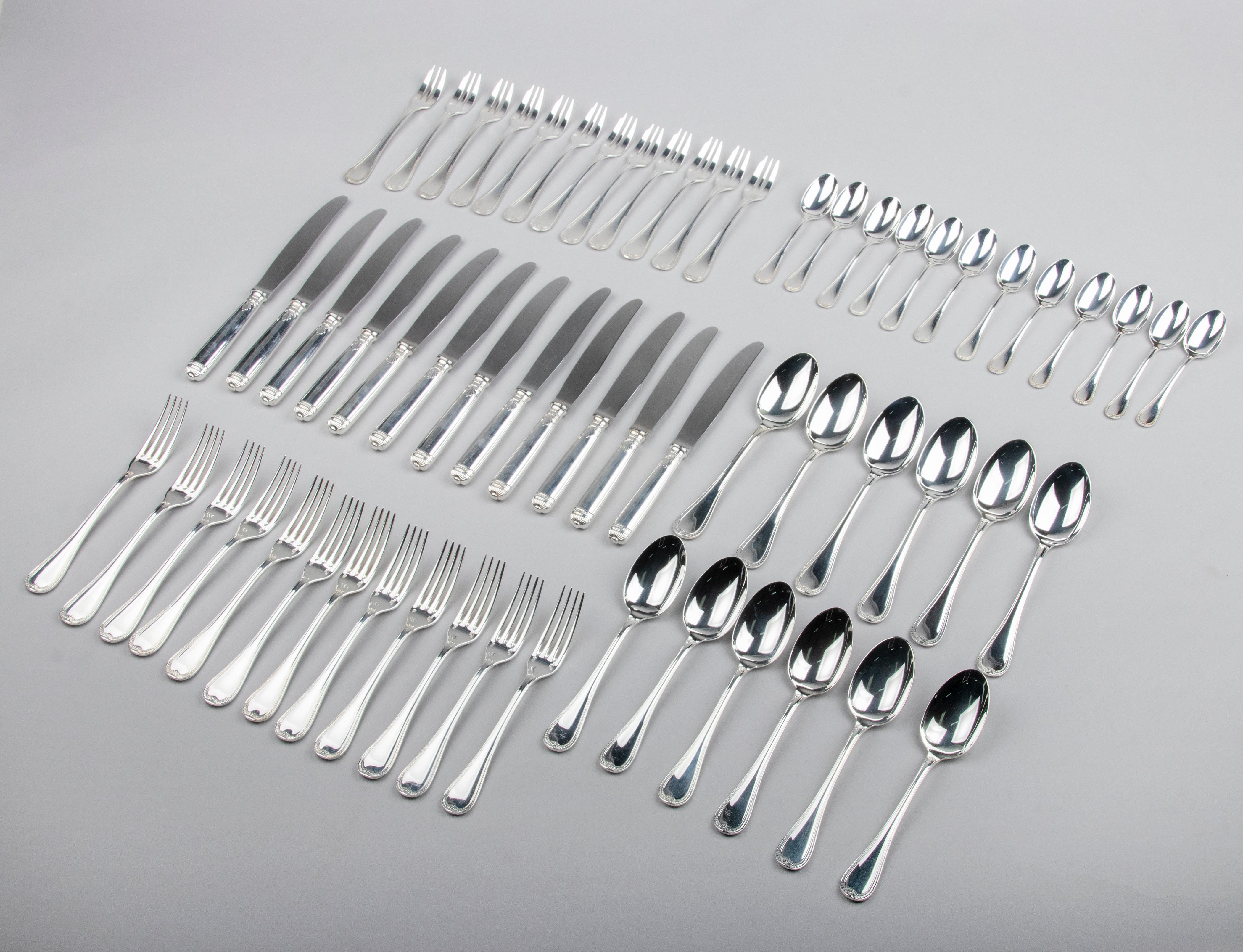Empire 60-Piece Set of Silver-Plated Flatware for 12 Made by Christofle, Malmaison