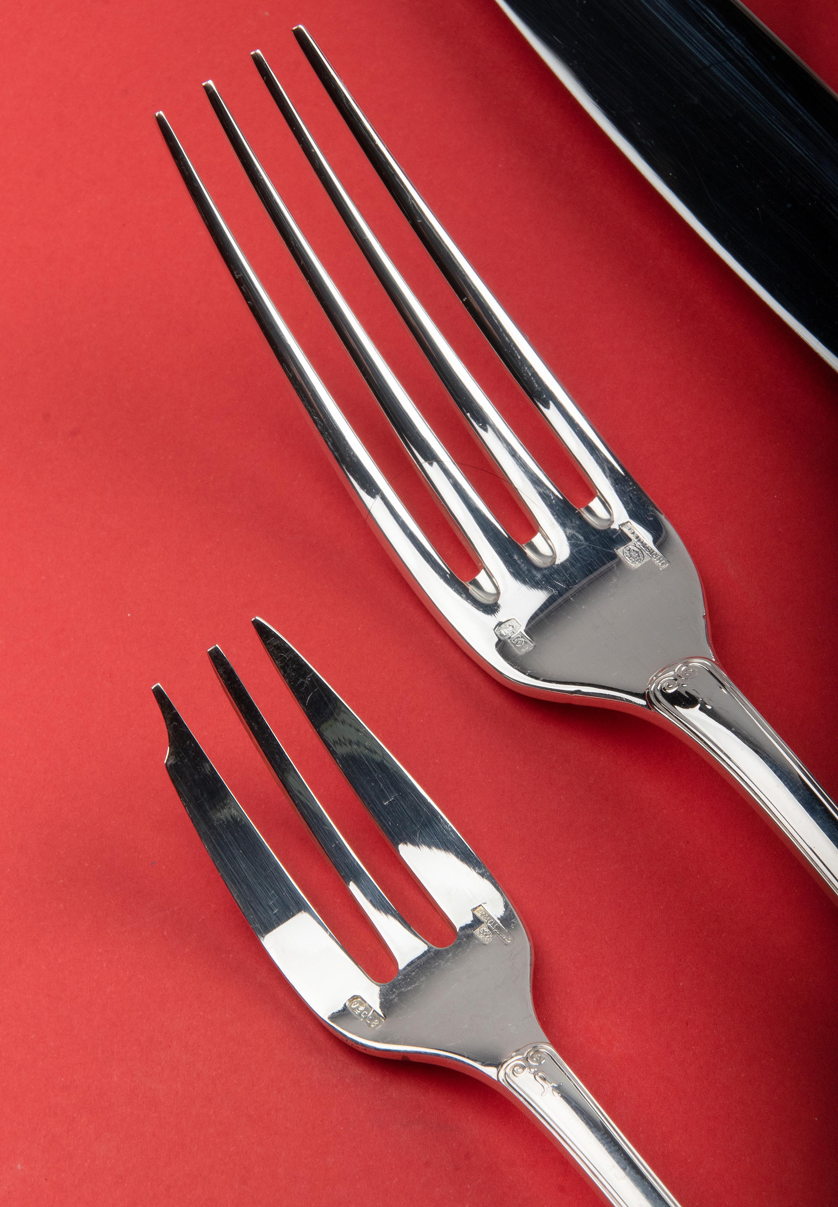 Contemporary 60-Piece Set of Silver-Plated Flatware for 12 Made by Christofle, Malmaison