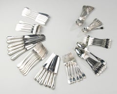 60-Piece Set Silver Plated Flatware - Christofle France - Model Marly