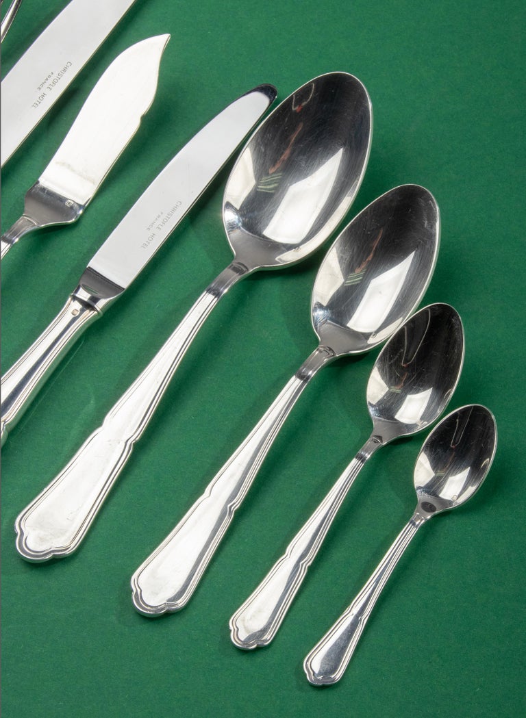 60-Piece Set Silver Plated Flatware for 6 Persons Made by Christofle France  For Sale at 1stDibs