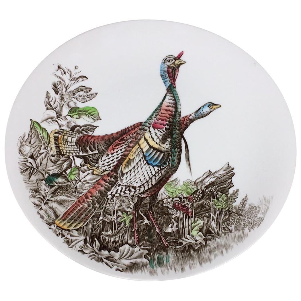 1960s Oval Porcelain English Plate by Johnson Brothers Game Birds Hand Painted For Sale