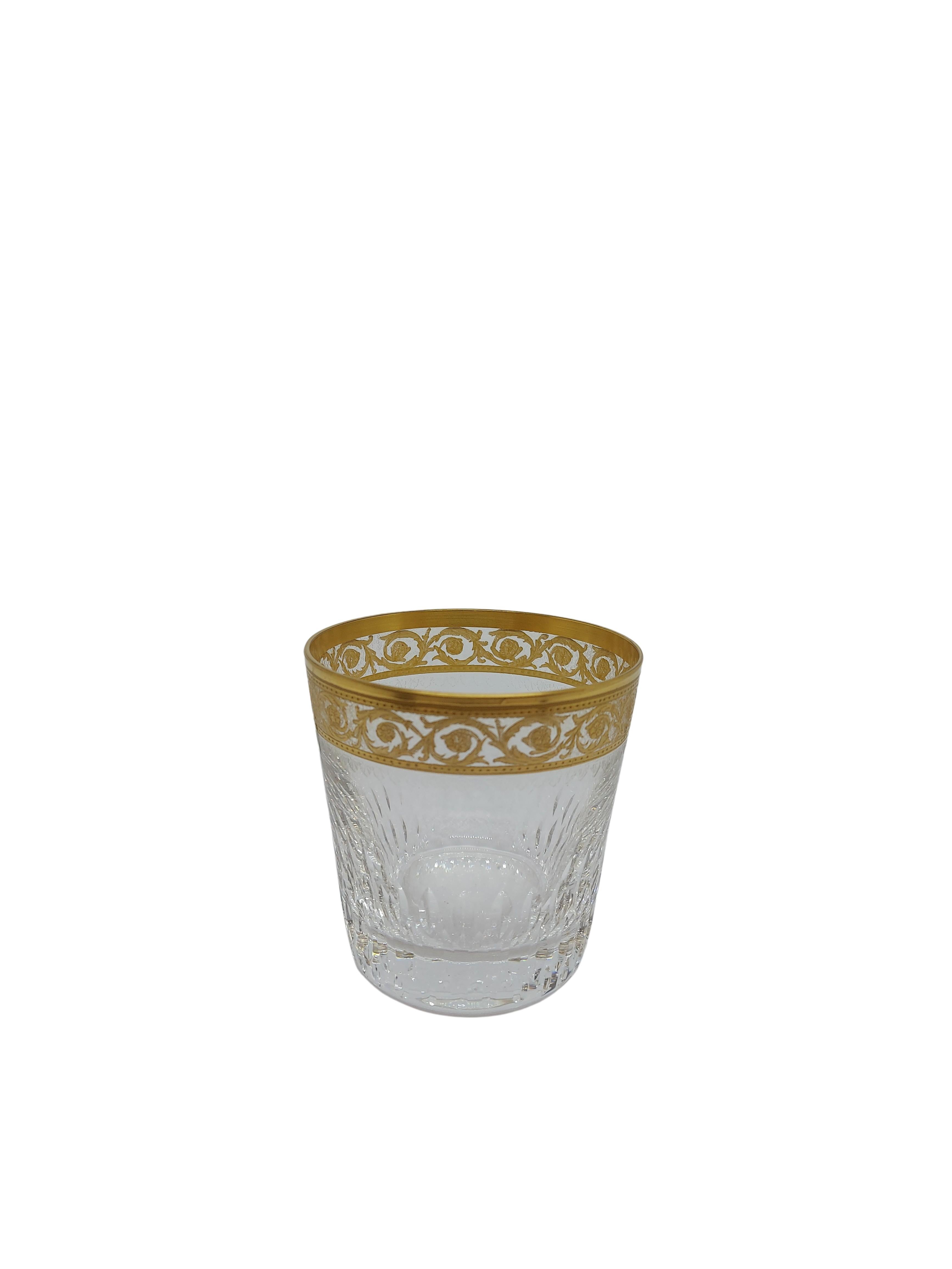 60 Saint Louis Gilt Crystal Champagne Red White Wine Water Glasses Thistle 1950s For Sale 1