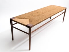 60" Woven Rush Bench in Walnut by Mel Smilow