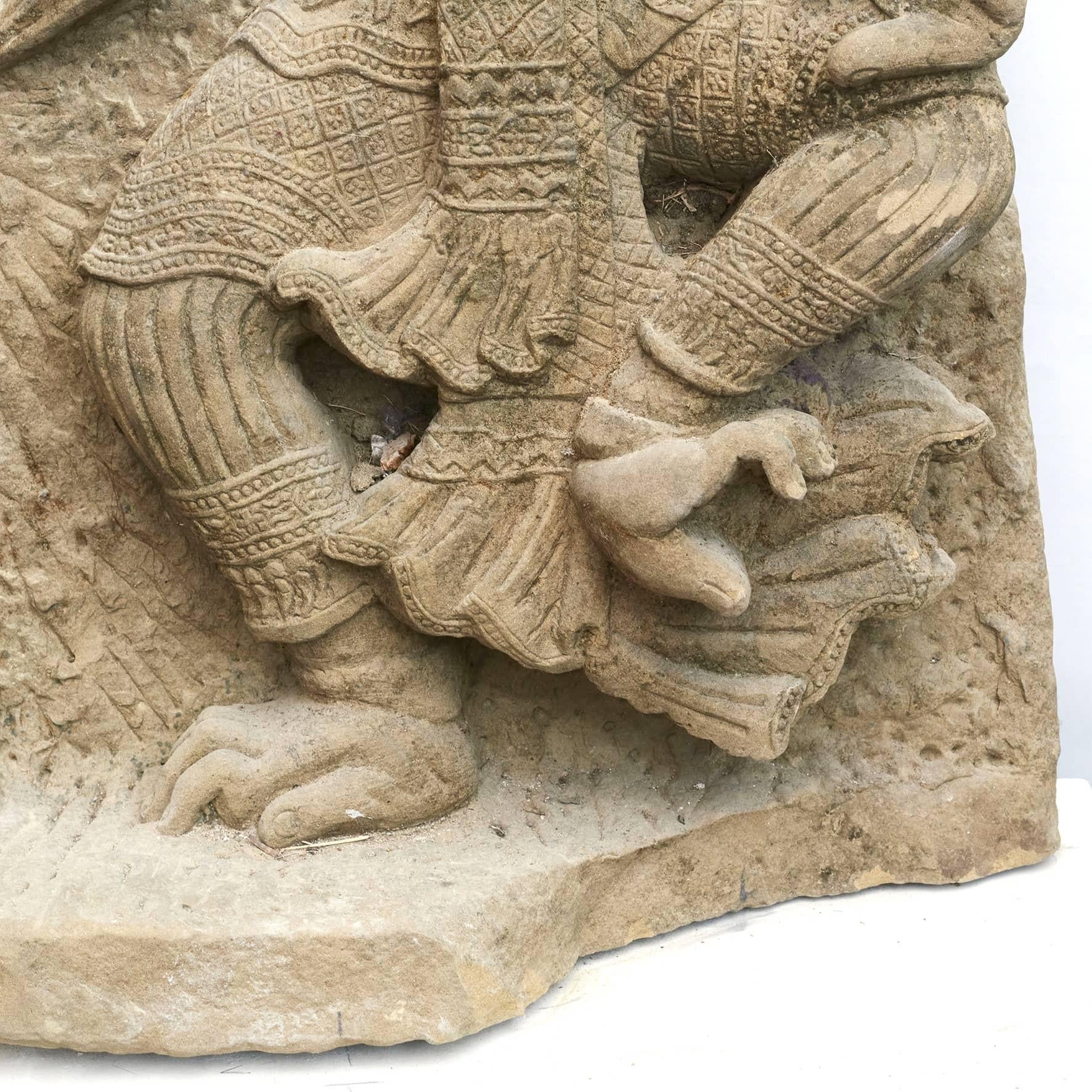 18th Century and Earlier 600-800 Year-Old Sandstone Sculpture of Hanuman, the Monkey God