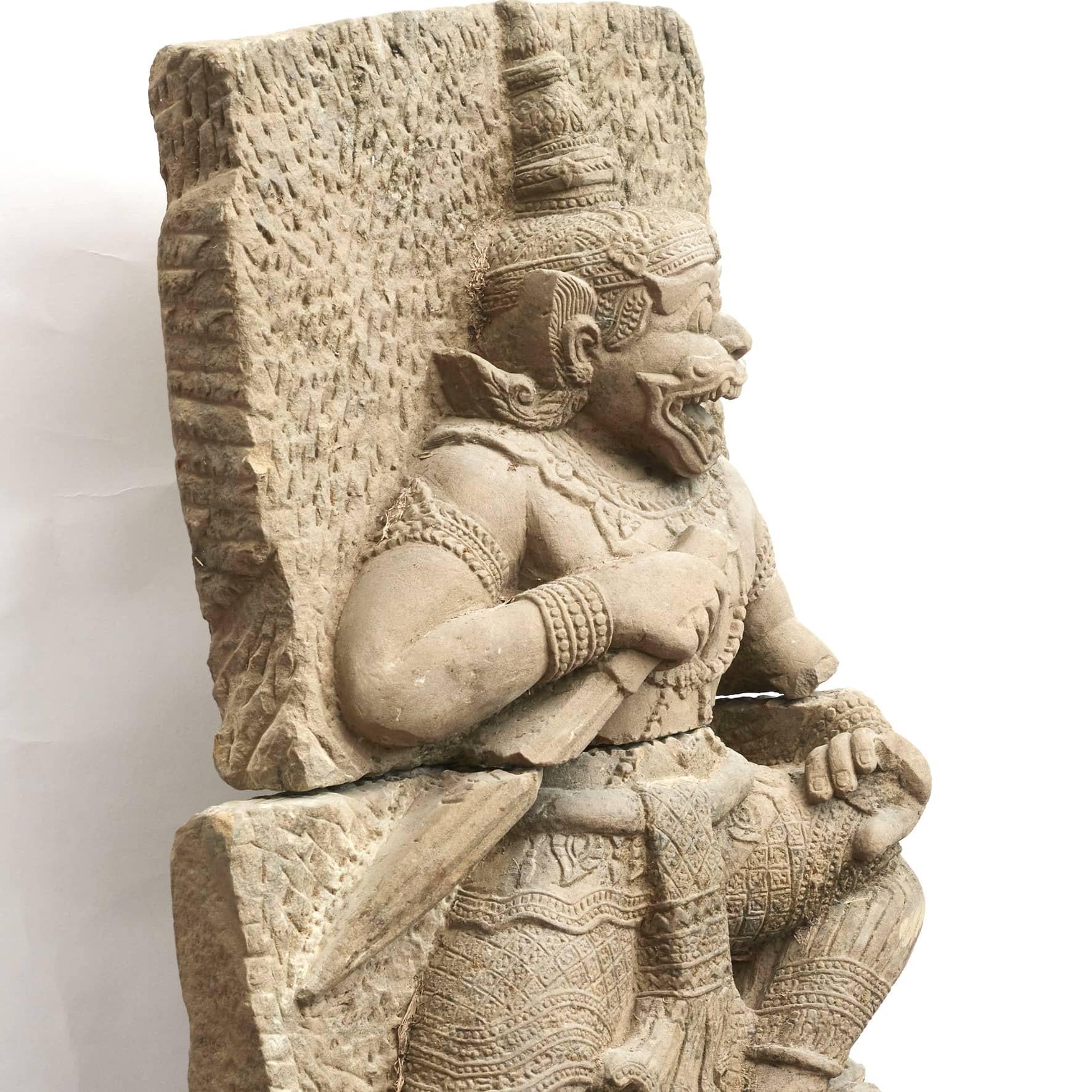 600-800 Year-Old Sandstone Sculpture of Hanuman, the Monkey God 1