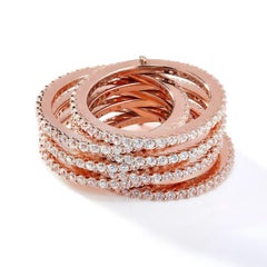 6.00 Carat Cubic Zirconia Rose Gold Seven Row Hinged Wedding Band Eternity Ring