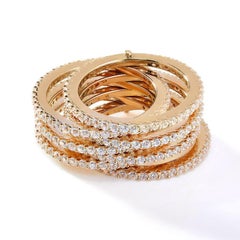 6.00Carat Cubic Zirconia Yellow Gold Seven Row Hinged Wedding Band Eternity Ring