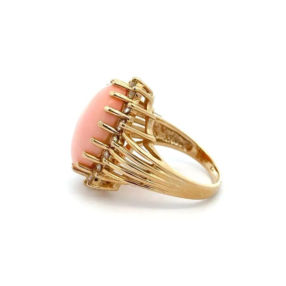 da uomo o donna 6,00 carati di corallo pelle d'angelo e anello aureolato con diamanti Estate Jewelry
