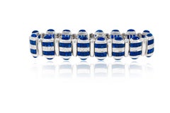 Diana M. 6.00 Carat Baguette and Oval Sapphire Diamond Bracelet in White Gold