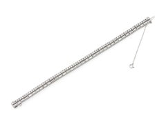 6.00 Carat Baguette and Round Brilliant Cut Diamond Line Bracelet