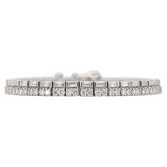 6.00 Carat Baguette and Round Brilliant Cut Diamond Line Bracelet