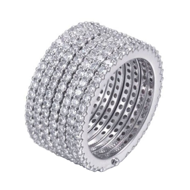 6,00 Carati Cubic Zirconia Argento Anello di Eternità con Cerniere a Sette File