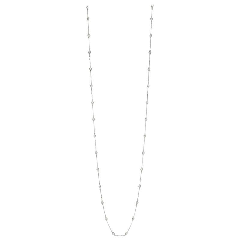 Collier G SI en or blanc 14 carats avec 28 pierres et diamants de 6,00 carats