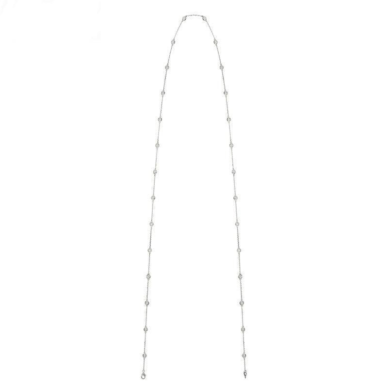 Contemporary 6.00 Carat Diamond by the Yard Necklace G SI 14 Karat White Gold 28 Stones For Sale