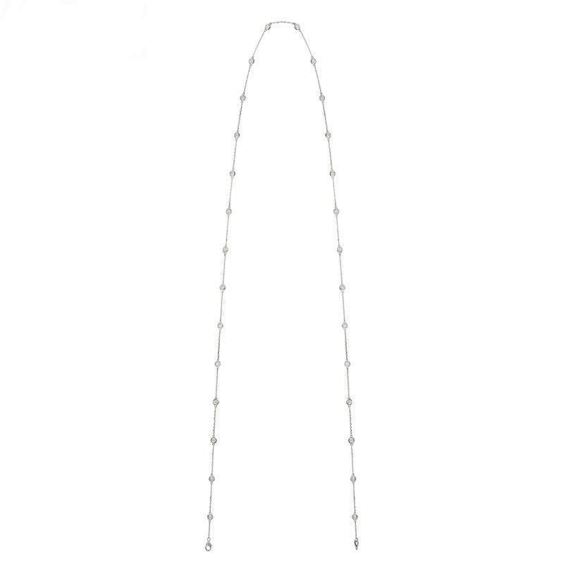 Contemporary 6.00 Carat Diamond by the Yard Necklace G SI 14 Karat White Gold 28 Stones For Sale