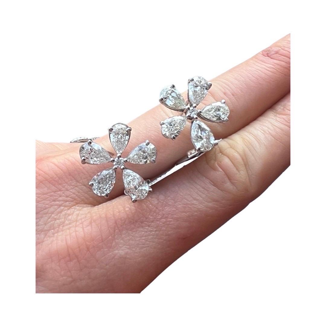 6,00 Karat Diamant-Blumen-Cluster-Ohrringe  (Tropfenschliff) im Angebot