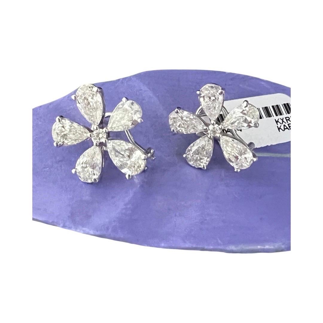 6.00 Carat Diamond Floral Cluster Earrings  In New Condition For Sale In Beverly Hills, CA