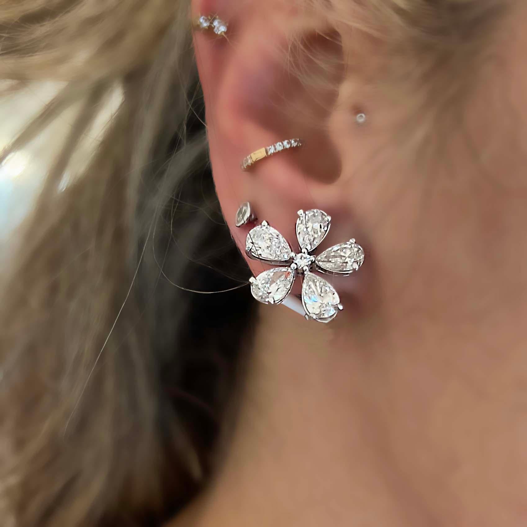 6.00 Carat Diamond Floral Cluster Earrings  For Sale 1