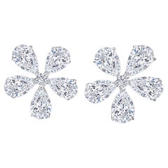 6.00 Carat Diamond Floral Cluster Earrings 