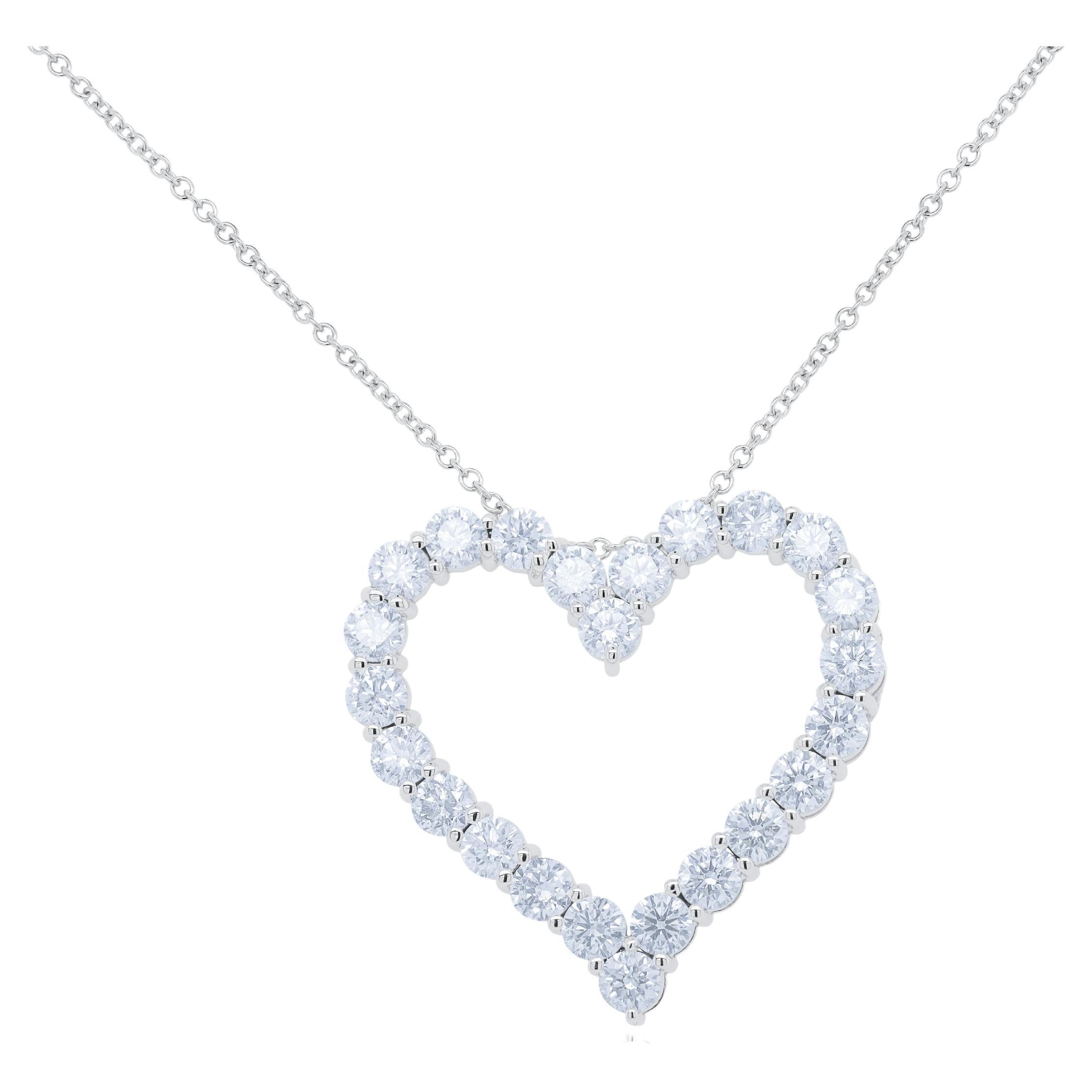 Diana M. 6.00 Carat Diamond Open Heart Large Size Pendant  For Sale