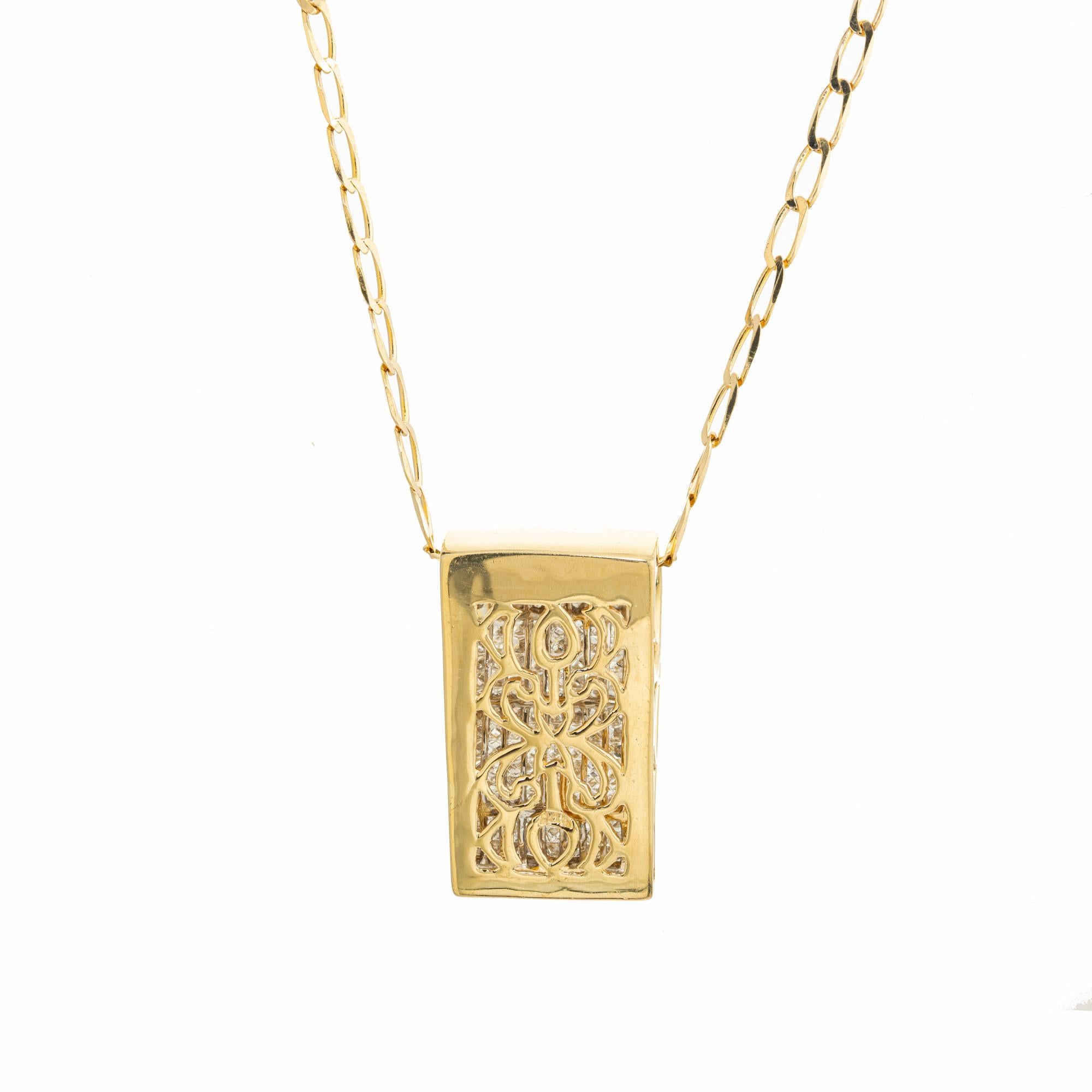 6.00 Carat Diamond Yellow Gold Ski Jump Pendant Slide In Good Condition For Sale In Stamford, CT