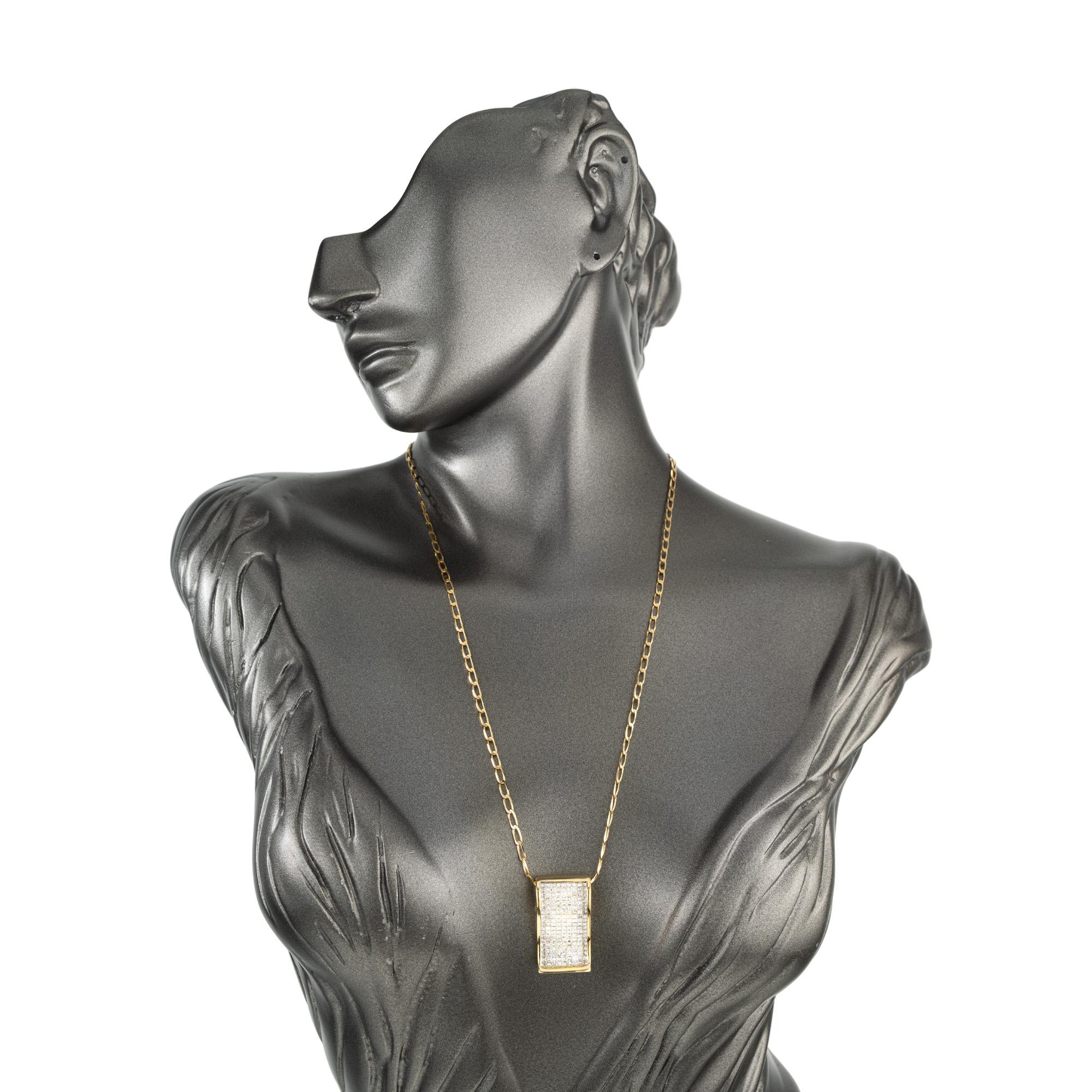 6.00 Carat Diamond Yellow Gold Ski Jump Pendant Slide For Sale 1