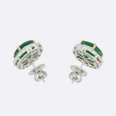 6.00 Carat Emerald and Diamond Cluster Stud Earrings