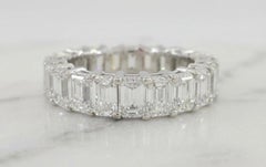 6.00 Carat Emerald Cut Diamond Eternity Wedding Platinum Band