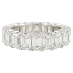 6.00 Carat Emerald Cut Diamond Eternity Wedding Platinum Band