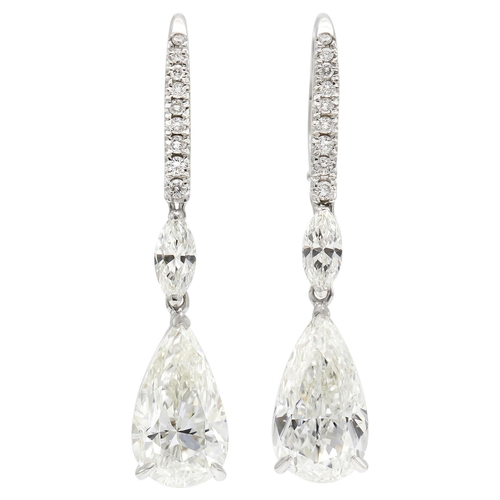 6.00 Carat GIA Certified Pear Shaped Diamond Dangle Earrings For Sale
