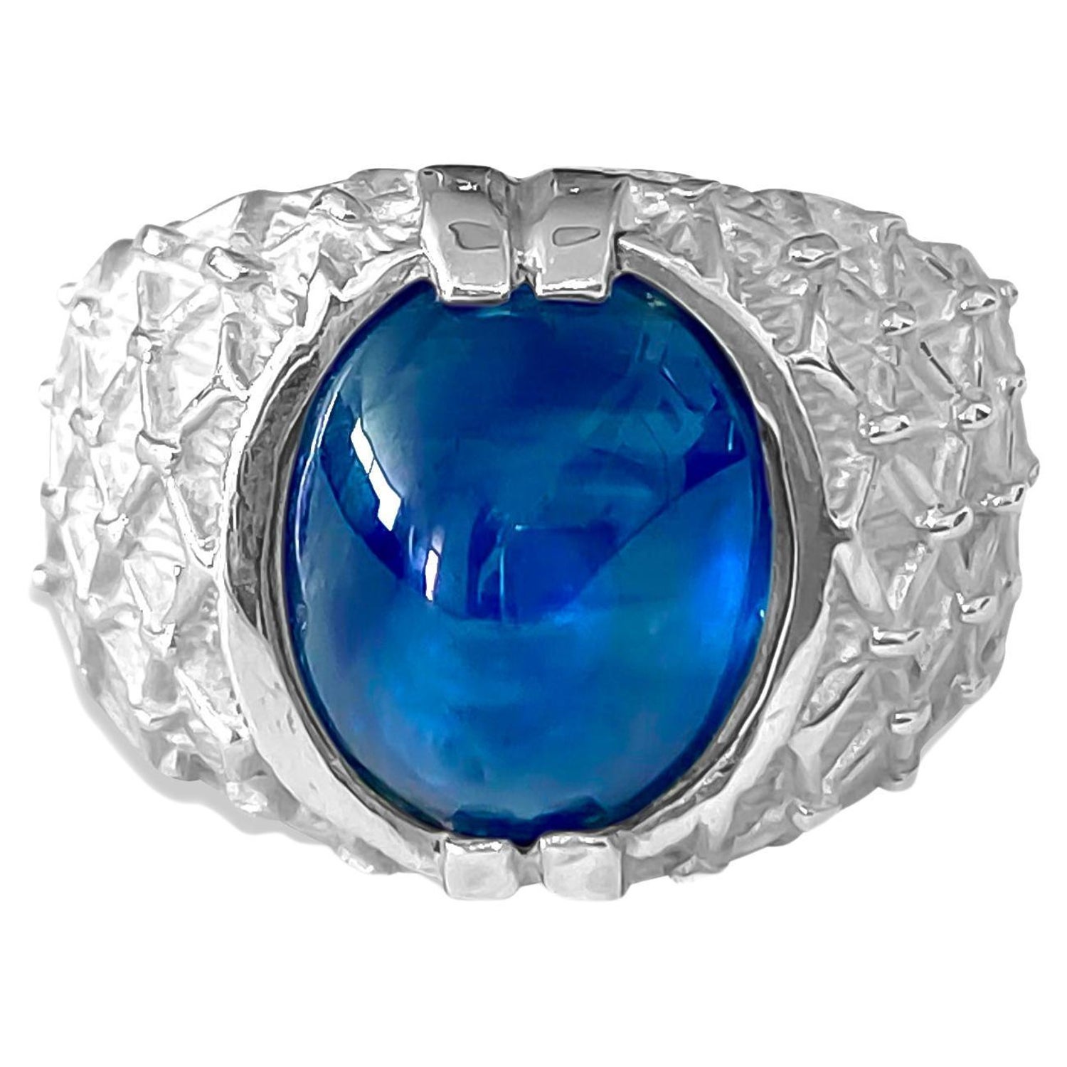 6.00 Carat Natural Blue Sapphire Sterling Silver Lucky Ring For Sale at  1stDibs